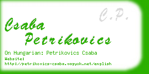 csaba petrikovics business card